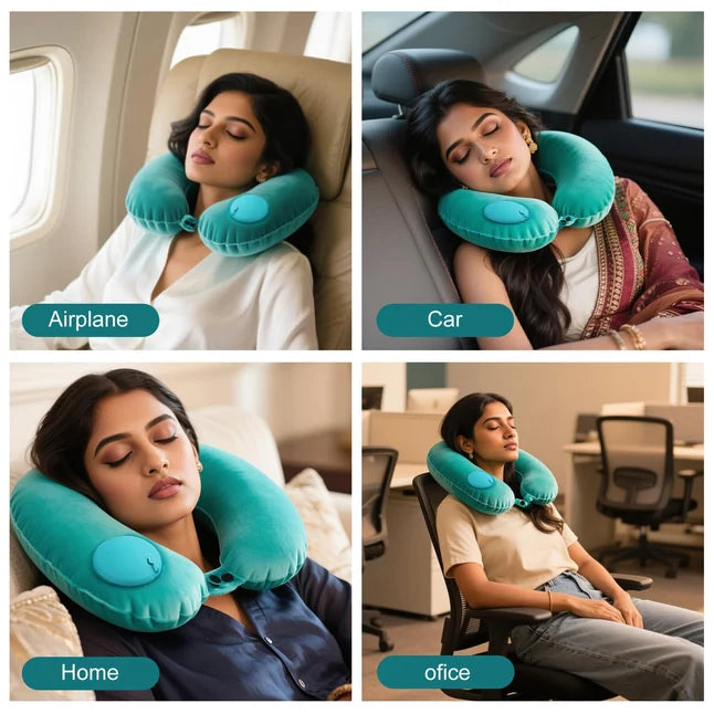 Ice Silk Inflatable U-Shaped Pillow